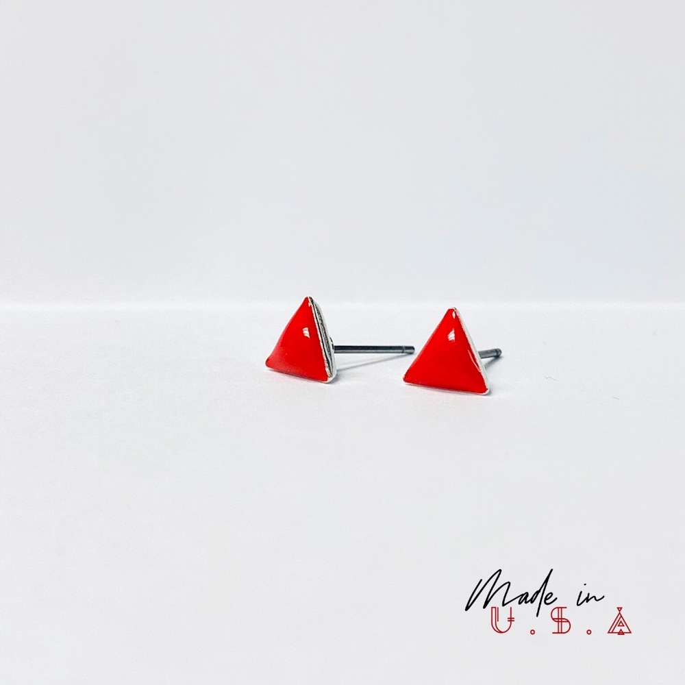 Petite Triangle Earrings - Red